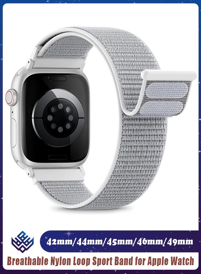 وايكيل سوار رياضي من النايلون قابل للتهوية لساعة Apple Watch مقاس 42 مم/44 مم/45 مم/46 مم/49 مم - حزام خفيف الوزن قابل للتعديل متوافق مع iWatch Ultra 2 وSE وSeries 10/9/8/7، سوار بديل مقاوم للعرق للرجال والنساء (صدف البحر) - Image 1